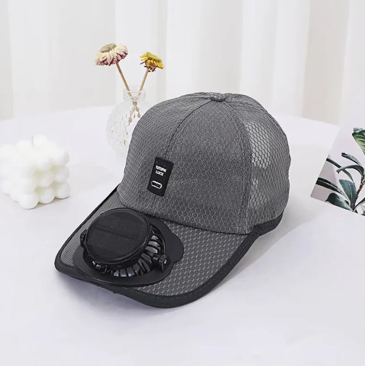 TSolar Solar Powered USB Rechargeable Mesh Baseball Cap with Cooling Fan