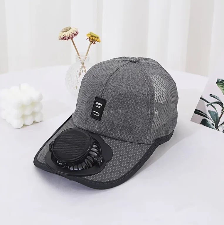 TSolar Solar Powered USB Rechargeable Mesh Baseball Cap with Cooling Fan